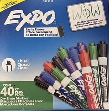 EXPO Dry Erase Markers, Low Odor Ink, Assorted Colors, Chisel Tip, 40 Count - Wh