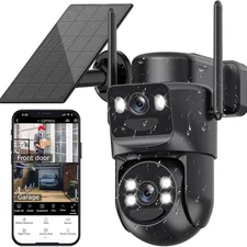 5G WiFi Solar PTZ Security Camera 4MP Audio Dual Lens Wireless Color IR