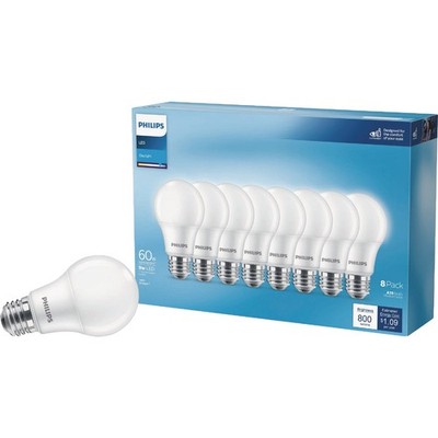 Philips 60W Equivalent Daylight A19 Medium LED Light Bulb (8-Pack) 589226