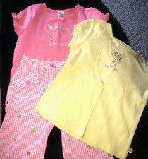 GIRLS GYMBOREE 3 PIECE SET VINTAGE FROM 2003 YEAR LEMONADE WITH ADJUSTABLE WAIST