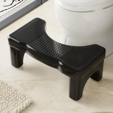 Black 7" Squat Toilet Stool for Adults Kids, Non-Slip Bathroom Foot Rest