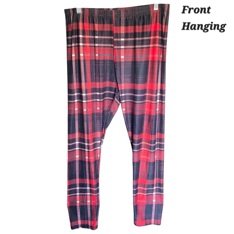 Leggings Lily By Firmiana Dark Academia Talla Grande 1XL Mujer Cuadros Rojo Negro Otoño Foto 2 de 4