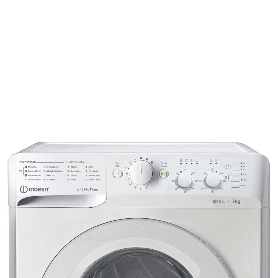 Indesit MyTime 7kg 1200rpm Washing Machine White - Image 2 of 4
