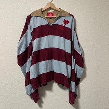 Vivienne Westwood RED LABEL Big Polo Shirt Blue Red Striped V-Neck Vintage JAPAN