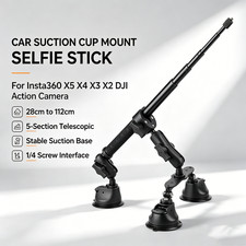 Car Suction Cup Mount Selfie Stick For Insta360 X5 X4 X3 X2 DJI Action Camera