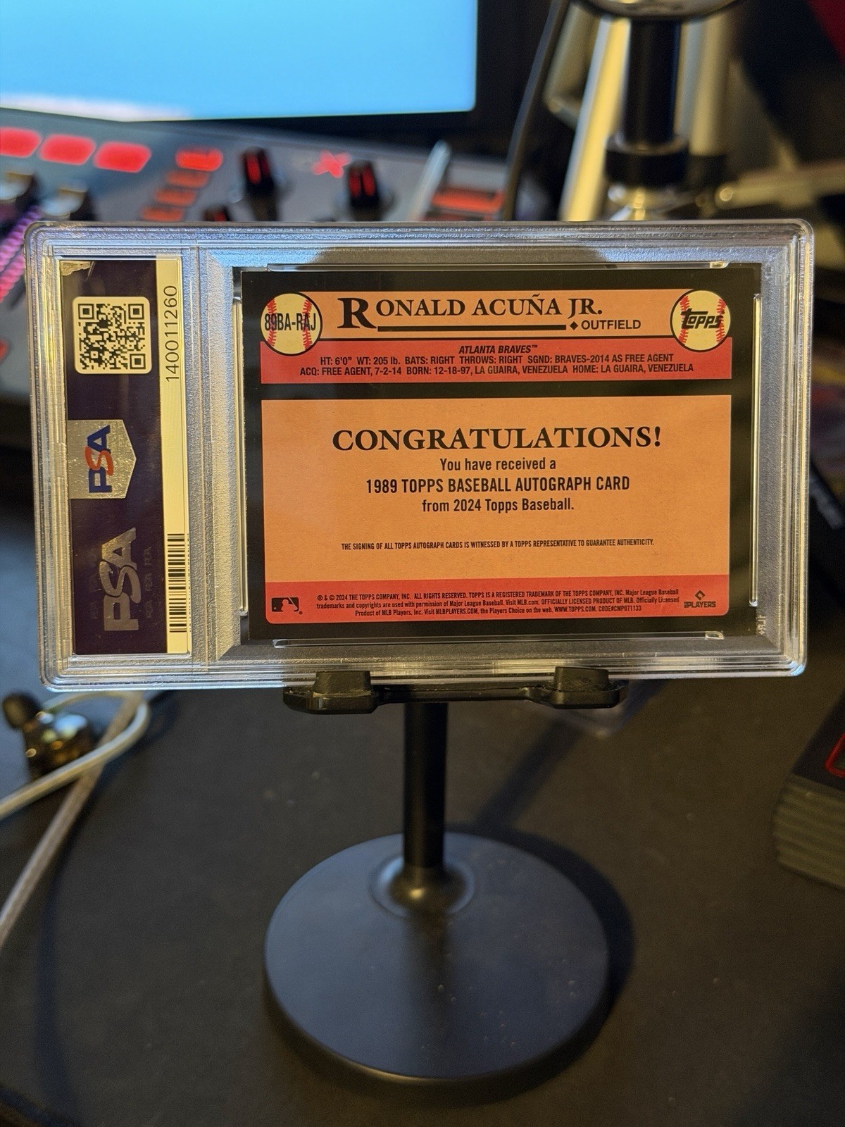 2024 Topps Ronald Acuna Jr 1989 35th Anniversary Auto #89BARAJ Atlanta Braves view 2