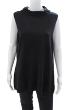 H By Halston Womens Sleeveless Cowl Neck Silk Knit Top Black Size Large