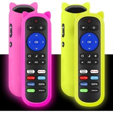 2 Pack Universal Roku Remote Control for Roku TV  Players w/ Silicone Case Neon