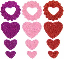 Valentine's Day Glitter Heart Stickers - Red, Pink, Purple - 132 Pieces, Blue,