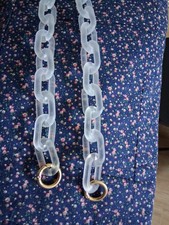 Large Chain Matte Clear Acrylic Handbag Strap Gold Tone Clasp Replace. 21" Drop