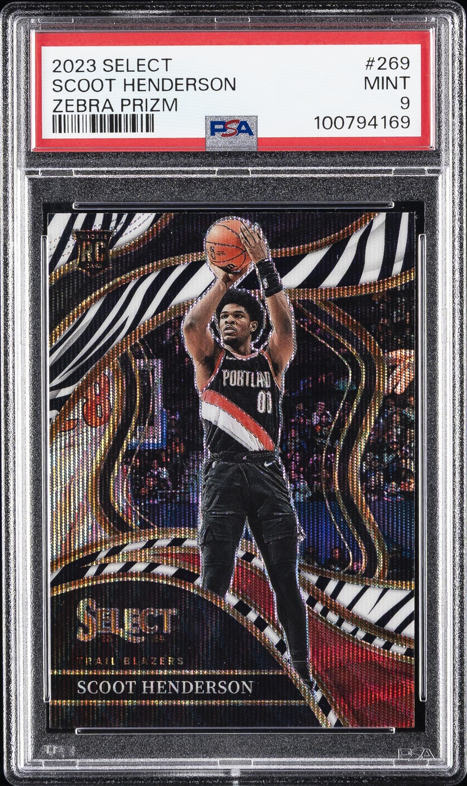 2023 PANINI SELECT ZEBRA PRIZM #269 SCOOT HENDERSON PSA 9