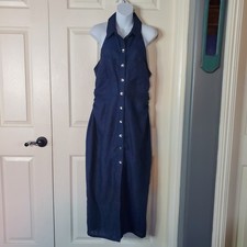 Zara Tailored Linen Shirt Dress Sleeveless Button-Down Large Bohemian Minimalist