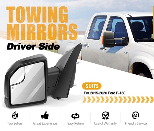 Driver Side Power Heated Tow Mirrors w/ Turn Signal Light For 15-20 Ford F150