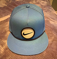 Nike Dri-FIT Blue Snapback Golf Hat Adjustable Flat Brim Swoosh One Size