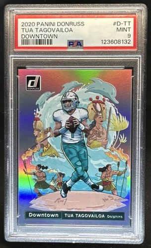 2020 Panini Donruss Tua Tagovailoa Downtown SSP Rookie RC #D-TT Dolphins PSA 9