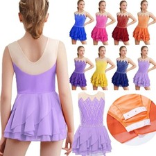 US Girl Sleeveless Skirted Leotard Gymnastics Figure Skating Dress Lyrical Dance