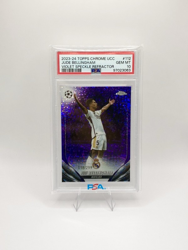 Topps 2023-24 Chrome UCC Jude Bellingham #112 Violet Speckle /299 PSA 10