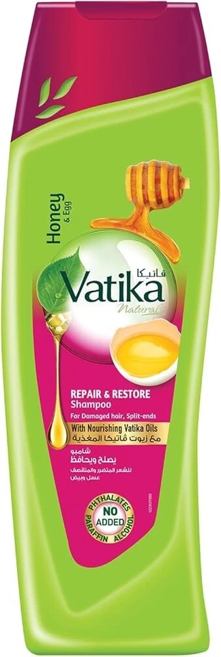 2X Vatika Champú Reparador y Restaurador con Huevo y Miel para Cabello Dañado 400ml Foto 3 de 3