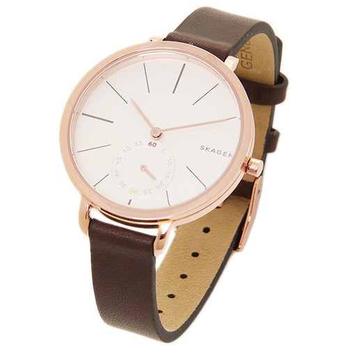 Skagen Hagen White Dial Brown Leather Band Women's Analog Watch SKW2356 - Picture 2 of 2
