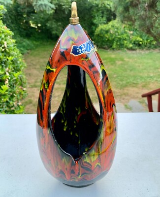 中古美品 CRAZY regenesis  Decoration S Vintage MCM Cal-style Ceramics Drip Glaze Hanging Ashtray Torrance