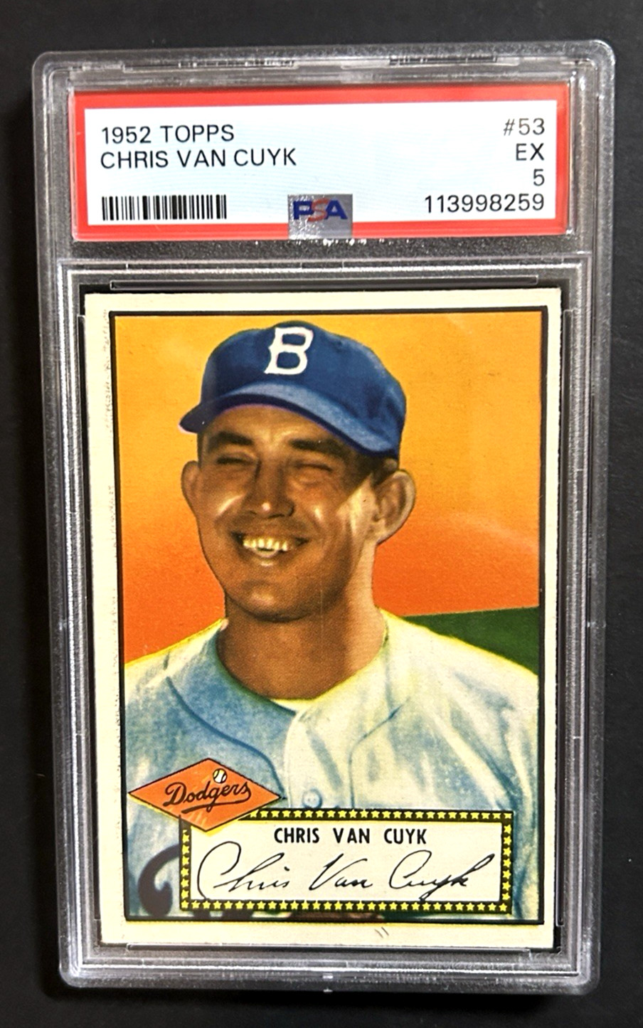 1952 TOPPS Chris Van Cuyk #53 Just Graded PSA 5 EX Brooklyn Dodgers SET BREAK