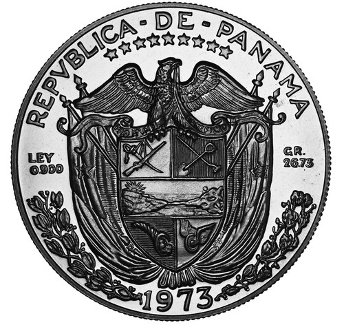PANAMÁ 1 Balboa 1973 Plata Prueba 'Vasco Núñez de Balboa' - Imagen 2 de 2