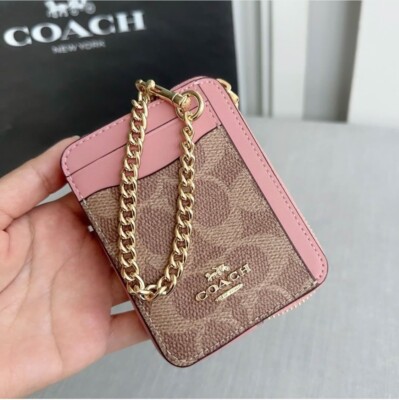 NWT Coach Zip Card Case In Signature Canvas CW883 | eBay