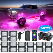MICTUNING C3 RGBW LED Rock Lights - 16 Pods Wireless Control Underglow LED Kit