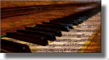 Piano Music Notes Vintage Picture on Stretched canvas, Wall Decor Ready to Hang