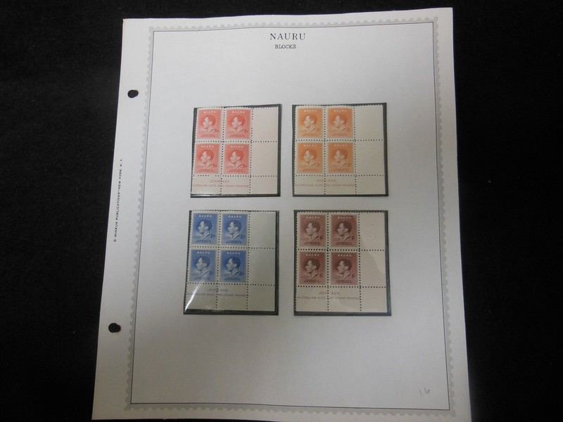 Nauru #35-8 Corner Blocks of 4 Coronation of King George VI - 1 Stamp MH, 3 MNH