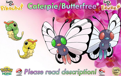  Shiny Non-shiny Caterpie Butterfree 6IV Let's Go Pikachu Eevee HOME ( Legal)