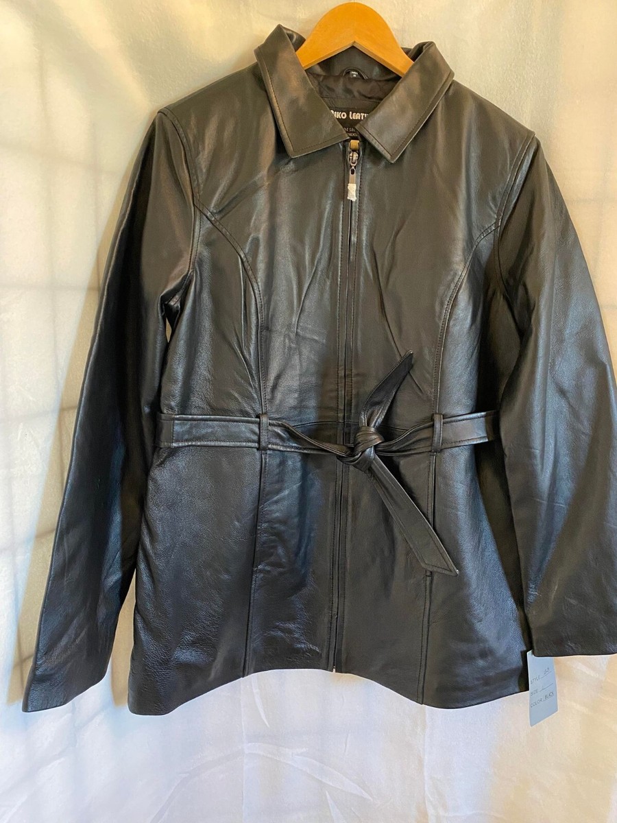 NWT Niko Leather Women's Black Belted Leather Jacket Size Large | eBay