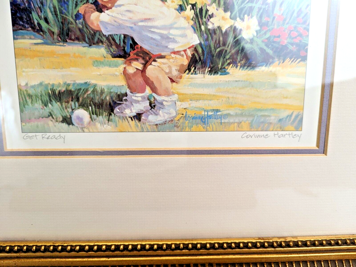 Get Ready Art Print by Corinne Hartley Glass Framed Little Boy