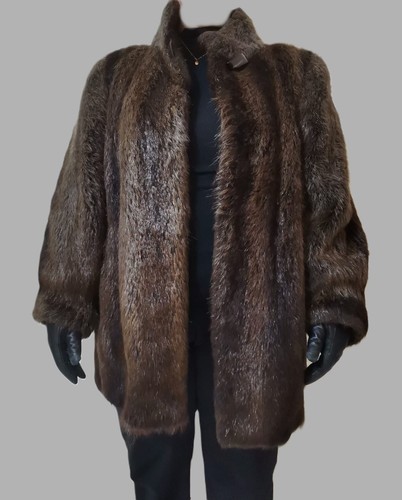 Genuine Beaver Hair Fur Coat Large Richard Kopetski Made in France - Picture 9 of 19