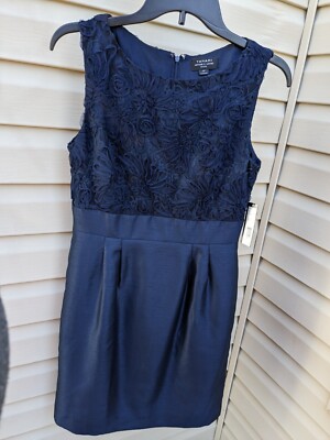 Tahari Navy  Size 4P Petite Formal Sleeveless Sheath Dress | eBay