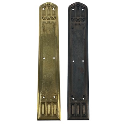 Greek Revival Push Plate in Solid Brass with Arched Top 18 Inches
