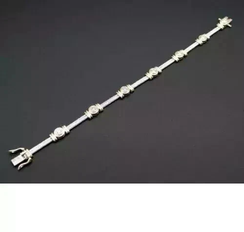 7Ct Round Lab Created Diamond 7" Bezel Tennis Bracelet 14K Two Tone Gold Plated - Image 4 of 4