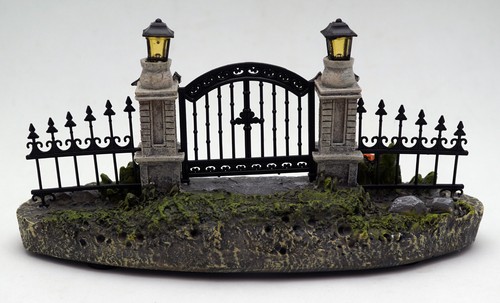 Disney Halloween Village Set-Haunted House Mickey Lighted Cemetery Fence Gate - Picture 3 of 4
