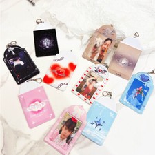 Lovely Heart Love Photocard Holder Keychain Idol Photo ID Card Cover  