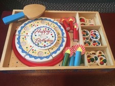 Melissa  Doug Birthday Party Cake - Wooden Play Food With Mix-n-Match Toppin