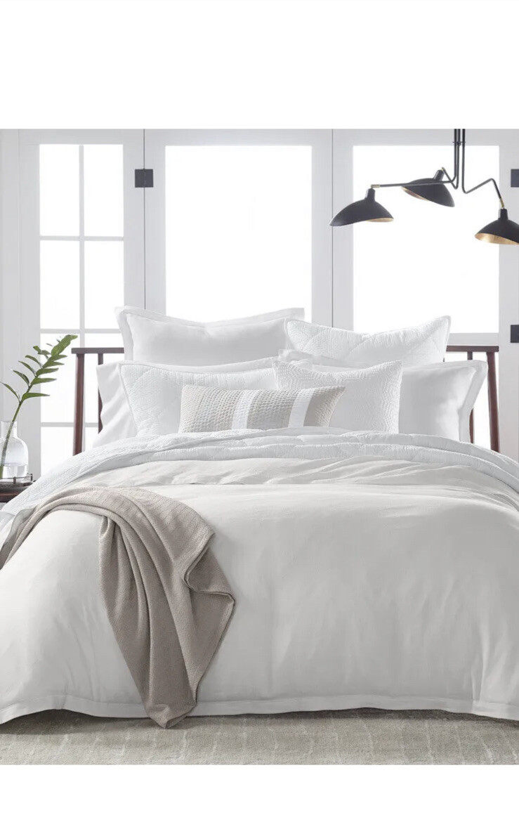 Hotel Collection LINEN BLEND King Comforter Duvet Cover +2KShams,Solid