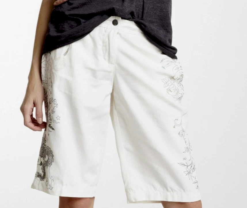 Corto Da-Nang Dragon Mezcla Seda Blanco XS NUEVO CON ETIQUETAS $152 Foto 2 de 4