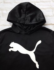 PUMA   Boys M 10-12   Black/White Logo Pullover Hoodie Sweatshirt  PERFECT 