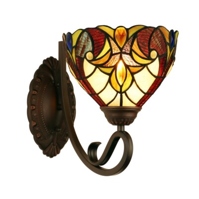 Stained Glass Wall Sconce Light Fixture Tiffany Style Victorian Design