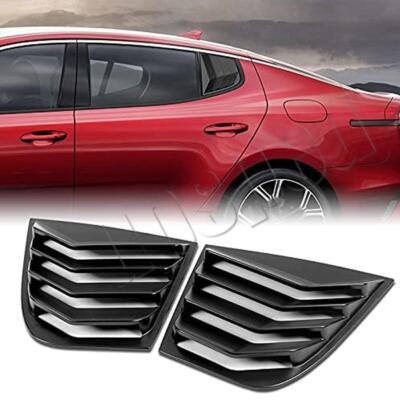 Gloss Black Rear Side Window Quarter Louver Cover Trim For Kia Stinger 2018-2023
