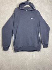 Vintage Adidas Hoodie Mens Large Gray Raglan Sleeves Worn Side Stripes