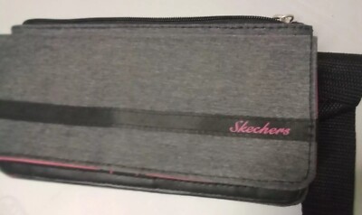 Sketchers wearable wallet black pink logo NWT