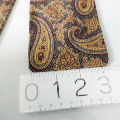 Brown Neck Tie Mens Light Big Paisley Silk Woven Native Suit Boho ENZO MOLTENI - Picture 5 of 7