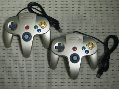 2x USB Controller Gamepad Nintendo 64 Design N64 Gold für PC MAC Computer NEU