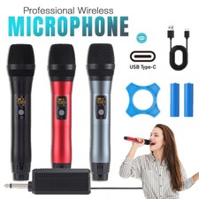 Pro UHF Wireless Microphone Handheld Mic System Rechargeable Karaoke w/Receiver